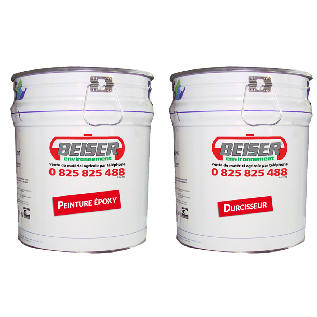 Peinture BEISER EPOXY support acier zinc galva et alu, gris clair, brun rouge pot de 7 kg