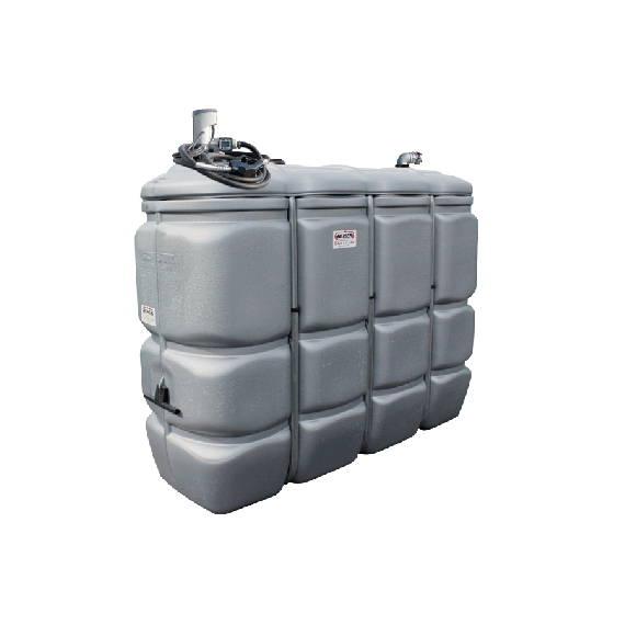 Station citerne fuel double paroi en plastique PEHD sans odeur 1500 litres pompe 220 V avec limiteur de remplissage 2"  