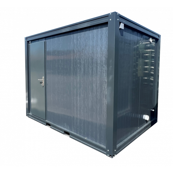 Bungalow 2,2 x 3 m, avec WC, lavabo, kitchenette, ral 7016  