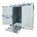 Blocs sanitaires, module WC + LAVABO, RAL 9002 accès mobilité réduite porte ouverte