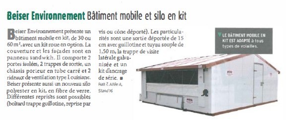 Bâtiment mobile et silo en kit